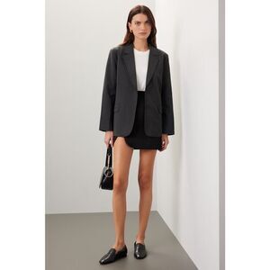 Moon River Blazer Jacket Womens Small Gray Twill Double Layer Long Sleeve Button